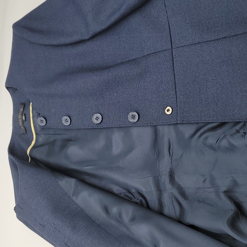 ANNE KLEIN SKIRT & JACKET BLUE SUIT w/LAYERED RUFFLE NECKLINE w/suit bag - Picture 16 of 17